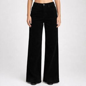Land's End Plus Size High Rise Wide Wale Corduroy Wide Leg Black Size 14